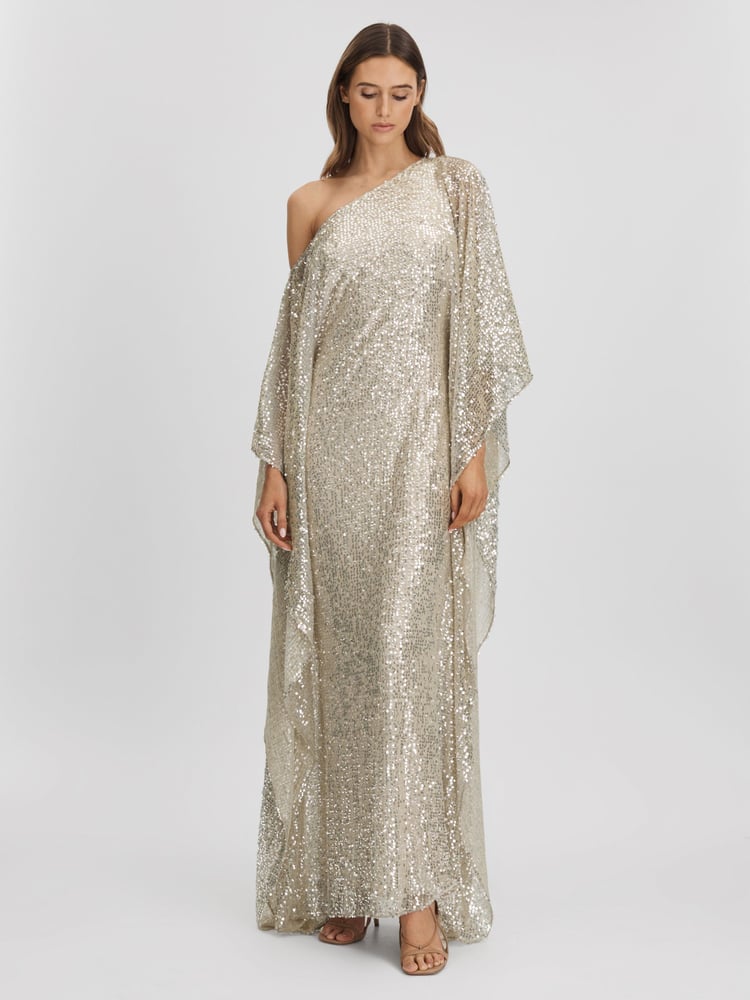 Halston Sequin Off-The-Shoulder Maxi Dress - Image 1 of 7