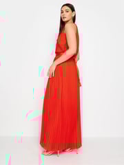 Long Tall Sally Orange Tall Halterneck Pleated Maxi Dress - Image 3 of 4