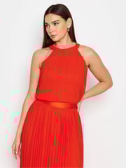 Long Tall Sally Orange Tall Halterneck Pleated Maxi Dress - Image 4 of 4