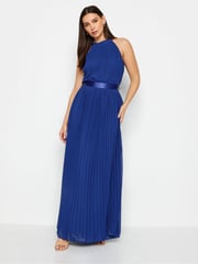 Long Tall Sally Blue Tall Halterneck Pleated Maxi Dress - Image 1 of 4
