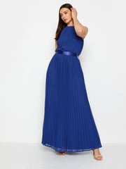 Long Tall Sally Blue Tall Halterneck Pleated Maxi Dress - Image 2 of 4