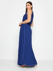 Long Tall Sally Blue Tall Halterneck Pleated Maxi Dress - Image 3 of 4