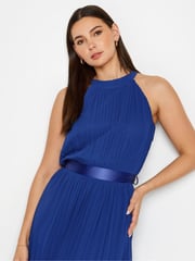 Long Tall Sally Blue Tall Halterneck Pleated Maxi Dress - Image 4 of 4