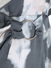 Quiz Grey Smudge Crepe Long Sleeve Midi Dress - Image 6 of 6