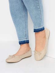 Yours Curve Nude Extra-Wide Fit Sparkle Ballet Shoes - Image 1 of 5