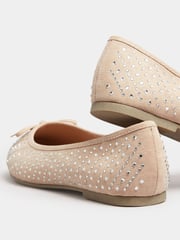 Yours Curve Nude Extra-Wide Fit Sparkle Ballet Shoes - Image 4 of 5