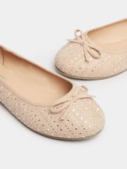 Yours Curve Nude Extra-Wide Fit Sparkle Ballet Shoes - Image 5 of 5
