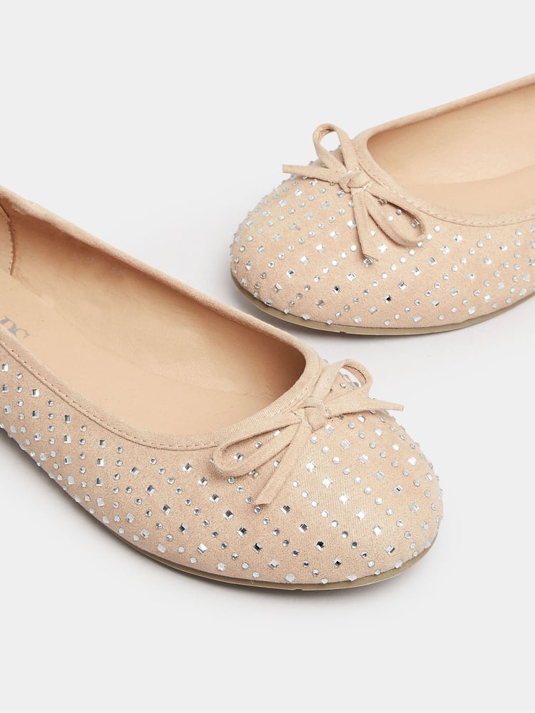 Yours Curve Nude Extra-Wide Fit Sparkle Ballet Shoes - Image 5 of 5