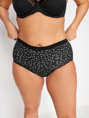 Yours Curve Black 100% Cotton Butterfly Design High Waisted Full Briefs 5 Pack - Image 2 of 2