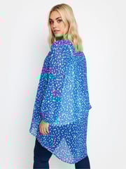 Yours Curve Blue Wrap Front Blouse - Image 3 of 4