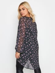Yours Curve Black Wrap Front Blouse - Image 3 of 4
