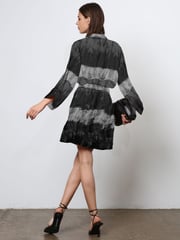 Religion Black Tie Dye Tunic Shirt Dress With Kimono Sleeves in Bright Floral Print - Image 6 of 6