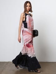 Religion Pink Floral Print Halterneck Maxi Dress With Large Floral Placement Print in Cupro - Image 4 of 8