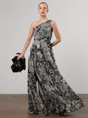Religion Grey One Shoulder Maxi Dress With Full Floaty Skirt - Image 1 of 6