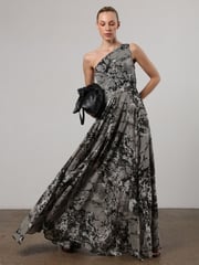 Religion Grey One Shoulder Maxi Dress With Full Floaty Skirt - Image 2 of 6