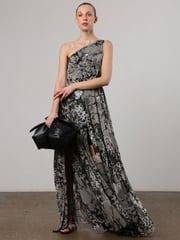 Religion Grey One Shoulder Maxi Dress With Full Floaty Skirt - Image 5 of 6