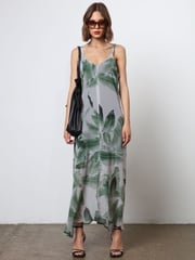 Religion Green Maxi Slip Dress With Adjustable Straps in Botanic Print - Image 1 of 6