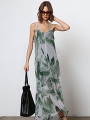 Religion Green Maxi Slip Dress With Adjustable Straps in Botanic Print - Image 4 of 6