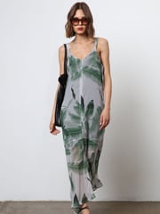 Religion Green Maxi Slip Dress With Adjustable Straps in Botanic Print - Image 5 of 6