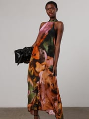 Religion Orange Halterneck Maxi Dress in Abstract Print - Image 1 of 6