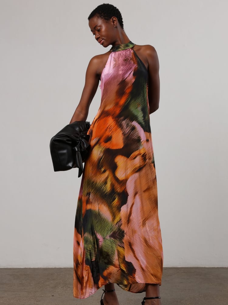Religion Orange Halterneck Maxi Dress in Abstract Print - Image 6 of 6