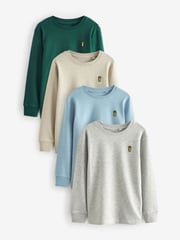 Green/Grey/Ecru/Blue Long Sleeve Cosy T-Shirts 4 Pack (3-16yrs) - Image 1 of 8