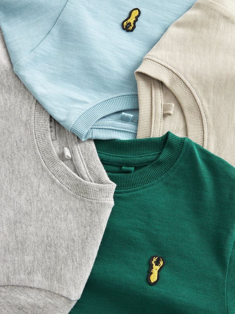 Green/Grey/Ecru/Blue Long Sleeve Cosy T-Shirts 4 Pack (3-16yrs) - Image 8 of 8