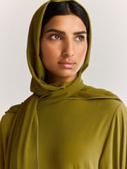 Olive Green Long Sleeve Scarf Maxi Dress - Image 4 of 6