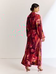 Red Print Long Sleeve Scarf Maxi Dress - Image 4 of 6