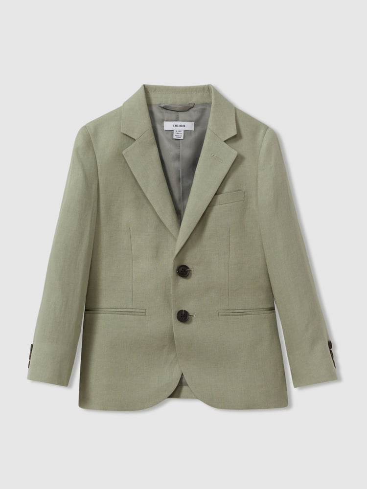 Reiss Apple Kin 9-13 yrs Linen Single Breasted Blazer - Image 1 of 3