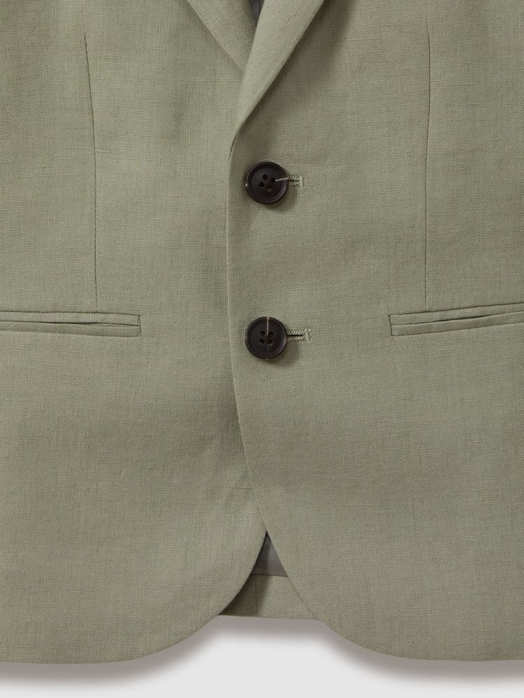 Reiss Apple Kin 9-13 yrs Linen Single Breasted Blazer - Image 3 of 3