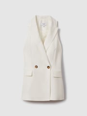 Reiss White Lori Halter Viscose Linen Double Breasted Suit Waistcoat - Image 2 of 6
