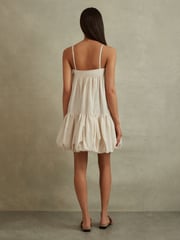 Reiss Cream Emery Bubble Hem Removable Strap Mini Dress - Image 5 of 6