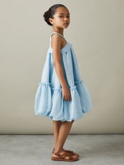 Reiss Blue Emeri 13-14 yrs Seersucker Bubble Hem Dress - Image 2 of 5