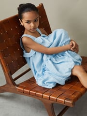 Reiss Blue Emeri 13-14 yrs Seersucker Bubble Hem Dress - Image 3 of 5