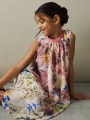 Reiss Pink Print Kady 4-9 yrs Floral Print Halter Neck Dress - Image 3 of 4