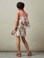 Reiss Pink Print Arina 4-9 yrs Floral Print Skort Co-Ord - Image 4 of 5