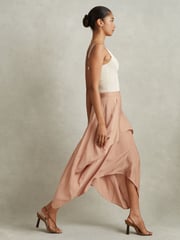 Reiss Nude Maisie Side Pleat Asymmetric Midi Skirt - Image 3 of 5