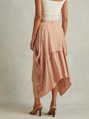 Reiss Nude Maisie Side Pleat Asymmetric Midi Skirt - Image 4 of 5