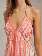 Reiss Coral Delilah Printed Ruched Waist Midi Dress - Image 3 of 6