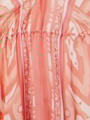 Reiss Coral Delilah Printed Ruched Waist Midi Dress - Image 6 of 6