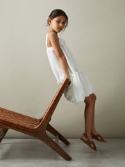 Reiss Ivory Emeri 13-14 yrs Seersucker Bubble Hem Dress - Image 3 of 5