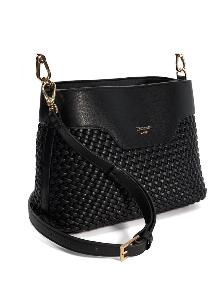 Dune London Black Dinidelphie Medium Woven Grab Bag - Image 1 of 6