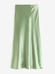 Khaki Green Tailored Satin Midi Skirt - Image 5 of 5