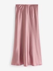 Rose Pink Tailored Satin Midi Skirt - Image 4 of 5