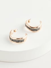 Gold Tone Wave Baguette Stone Earrings - Image 3 of 3
