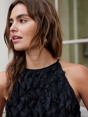 Black Halter Neck Ruffle Tank - Image 4 of 7