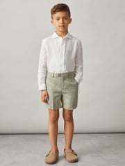 Reiss Apple Kin 13-14 yrs Slim Fit Linen Adjustable Trousers - Image 2 of 5