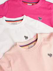 Paul Smith Junior Girls Pink Signature 100% Cotton T-Shirts 3 Pack - Image 6 of 7