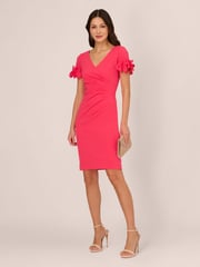 Adrianna Papell Pink Knit Crepe Short Dress - Image 3 of 7